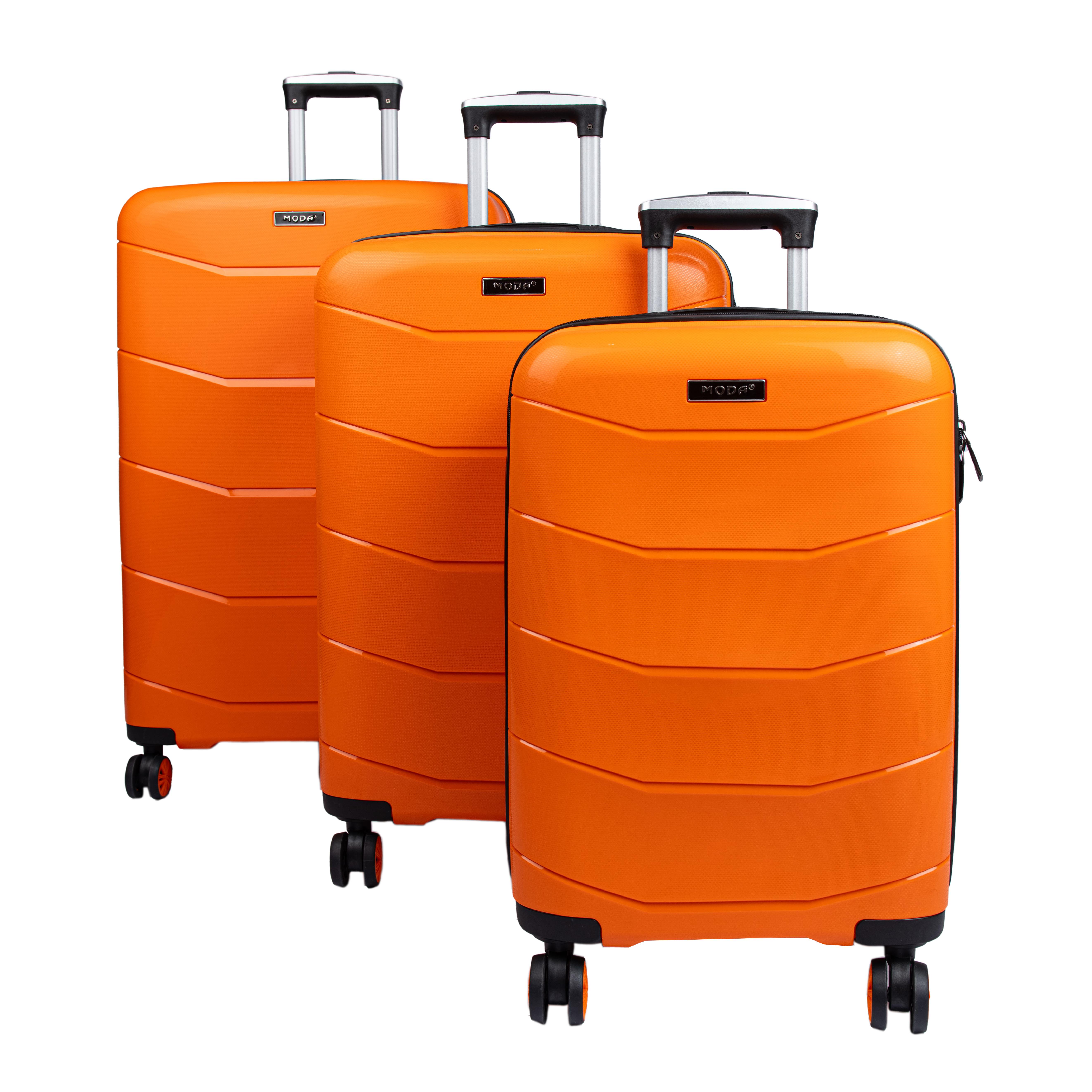 MODA PP20 TURUNCU PP KIRILMAZ SİLİKON 3'LÜ VALİZ SETİ