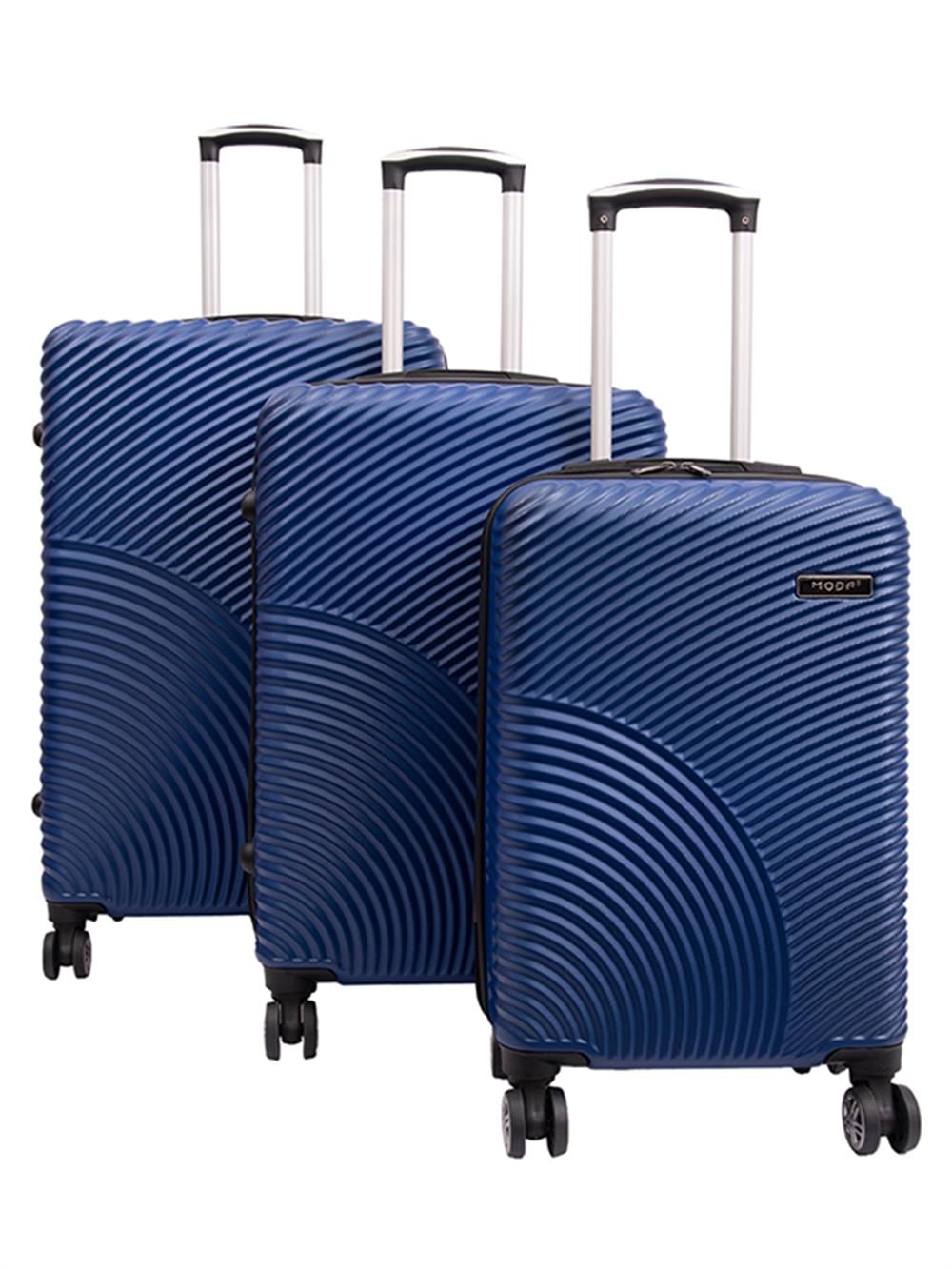 MV 10 MAVİ ABS PLASTİK 3 LÜ VALİZ SETİ