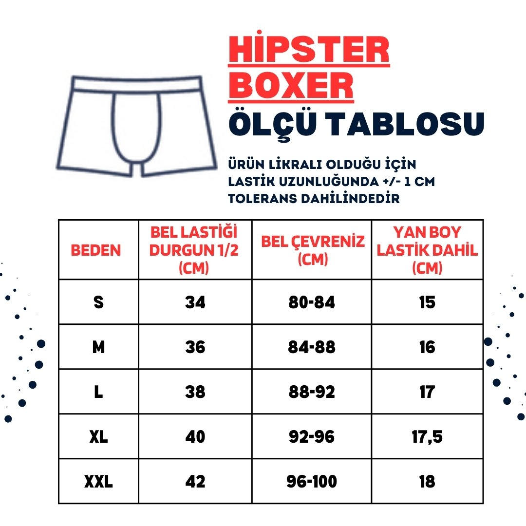 ERKEK HİPSTER BOXER ÖLÇÜ TABLOSU