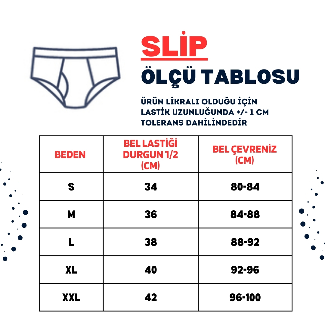 ERKEK SLİP ÖLÇÜ TABLOSU