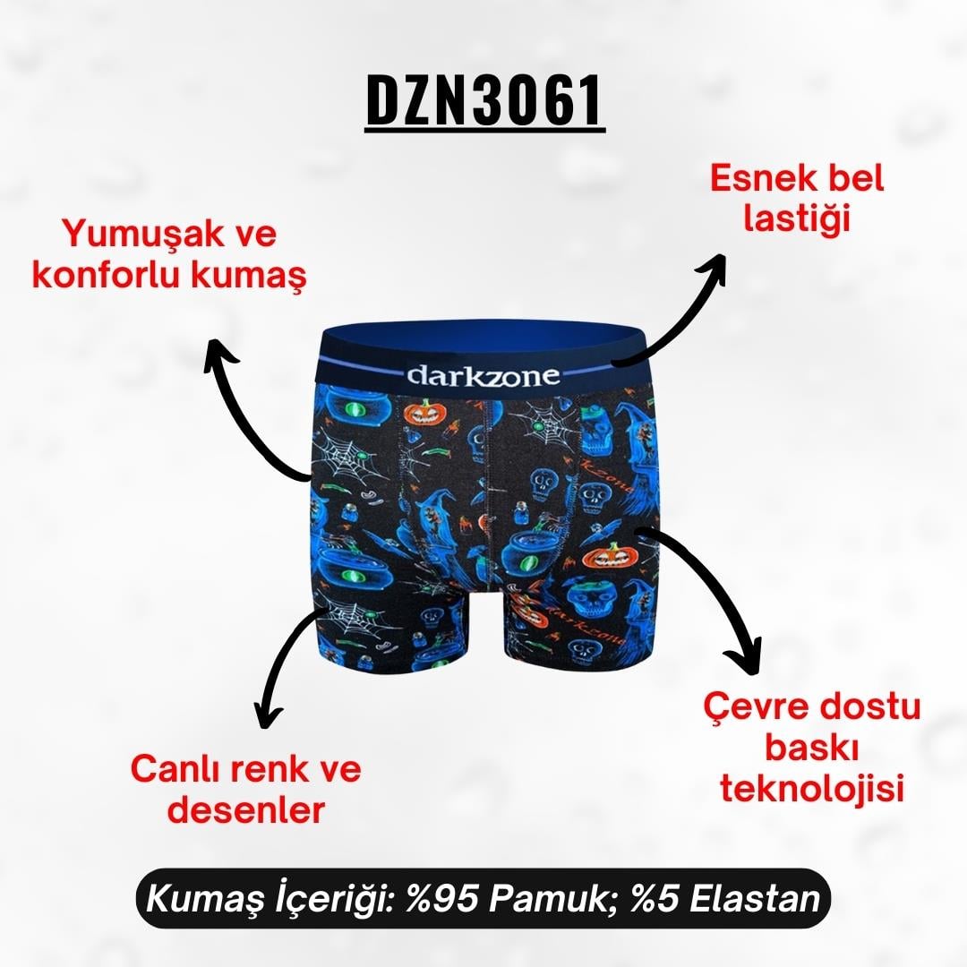 Balkabağı Desenli Erkek Boxer (Dijital Baskılı) - DZN3061