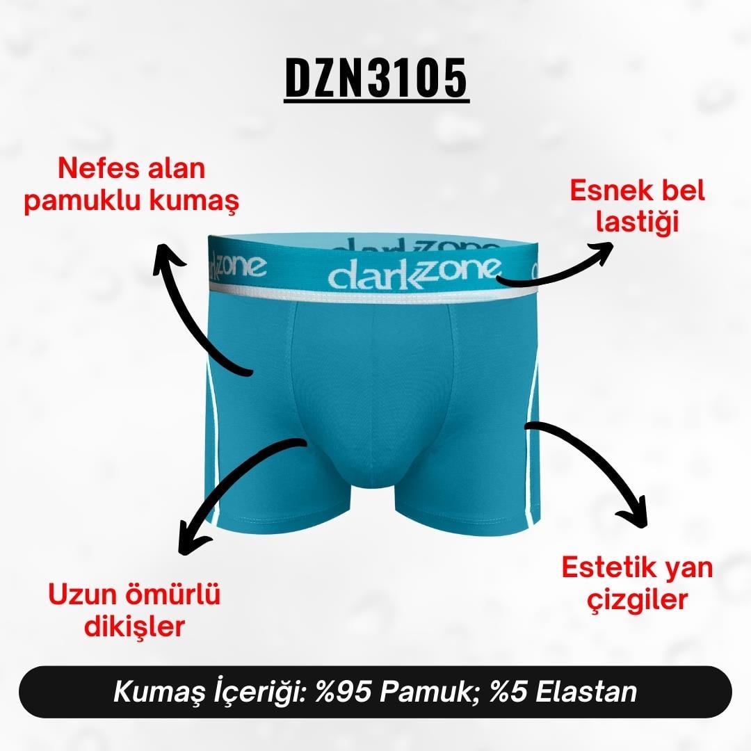 Beyaz Çizgili Turkuaz Erkek Boxer - DZN3105