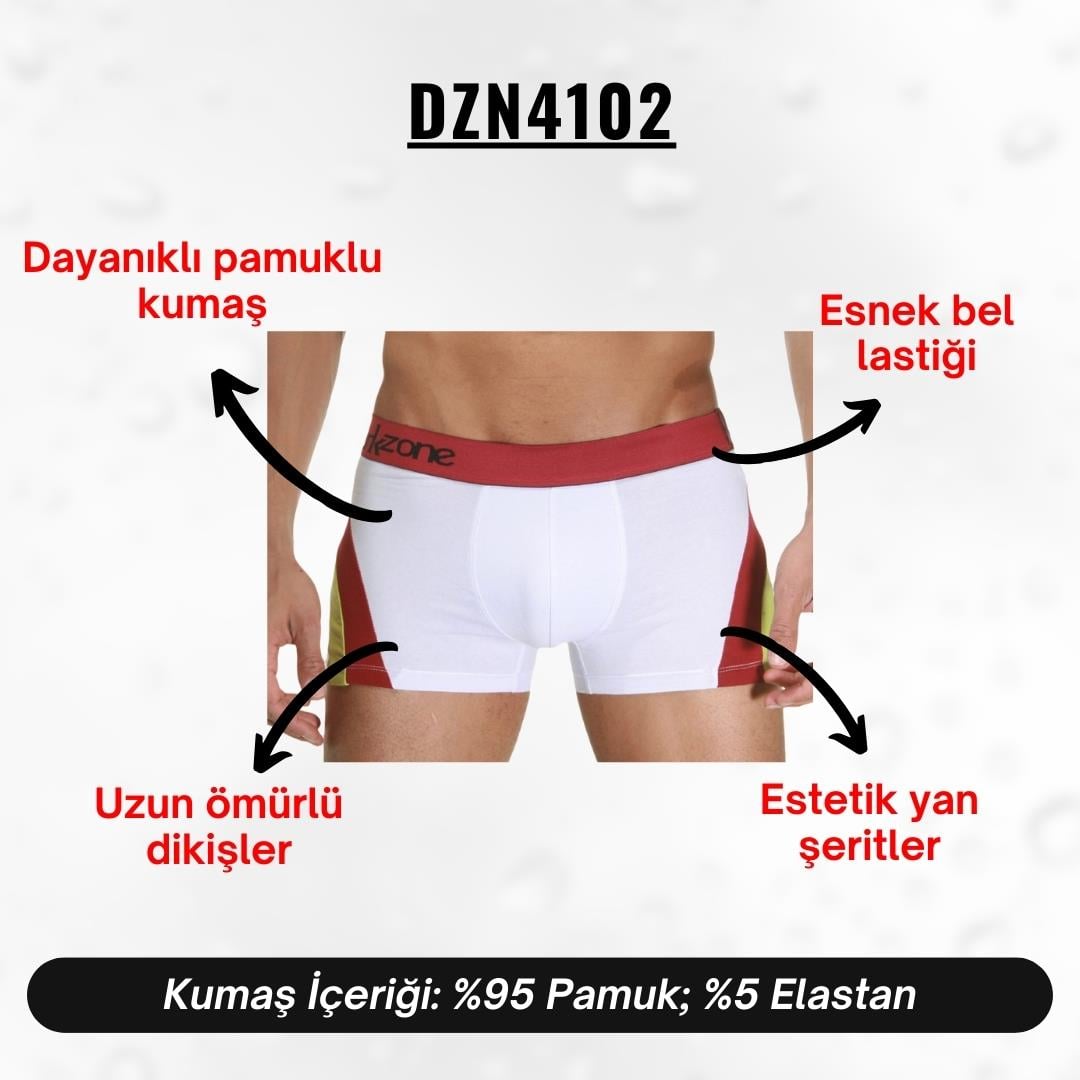 Beyaz Parçalı Desenli Erkek Boxer - DZN4102