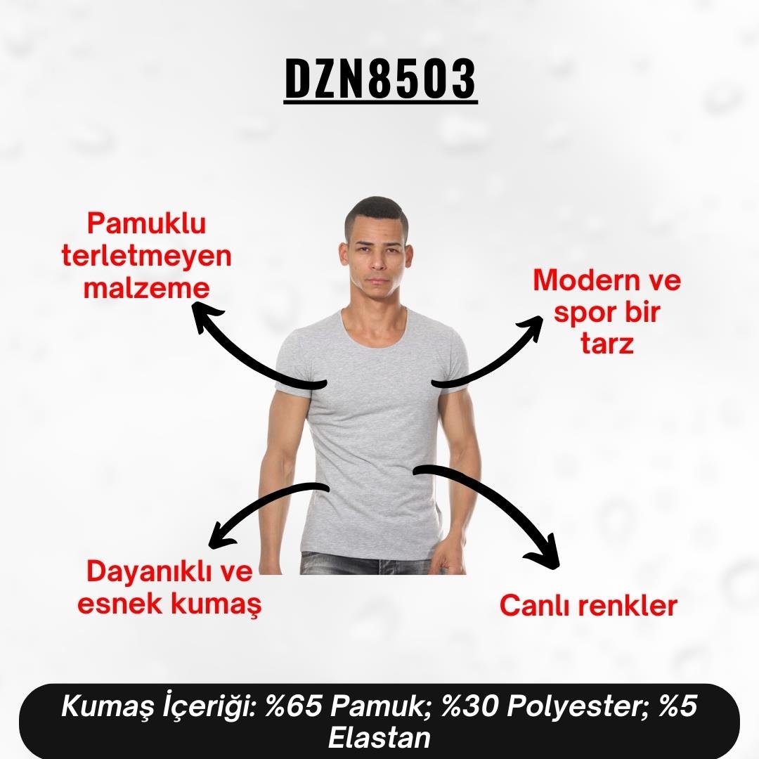 Bisiklet Yaka Gri Erkek T-Shirt - DZN8503