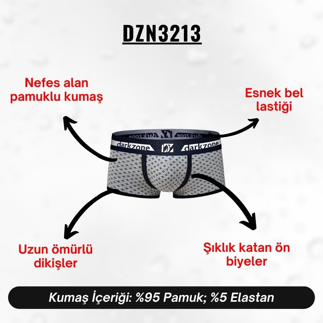 Biyeli Desenli Gri Erkek Boxer - DZN3213