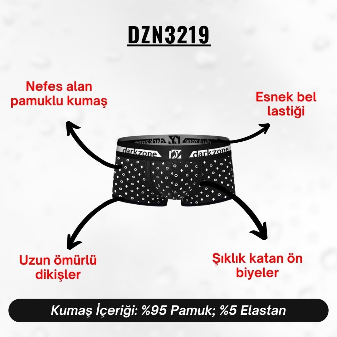 Biyeli Geometrik Desenli Erkek Boxer - DZN3219