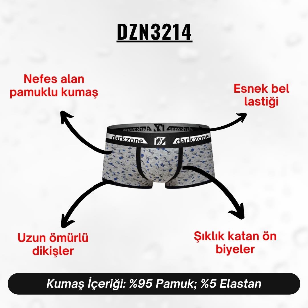 Biyeli Joystick Desenli Gri Erkek Boxer - DZN3214