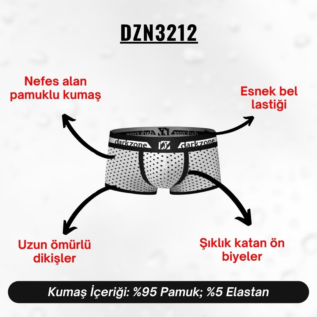 Biyeli Puantiye Desenli Beyaz Erkek Boxer - DZN3212