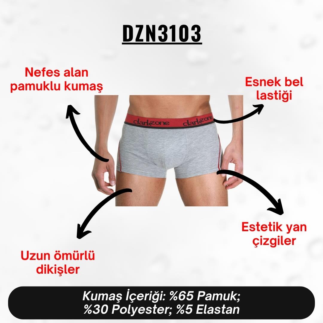 Bordo Çizgili Gri Erkek Boxer - DZN3103