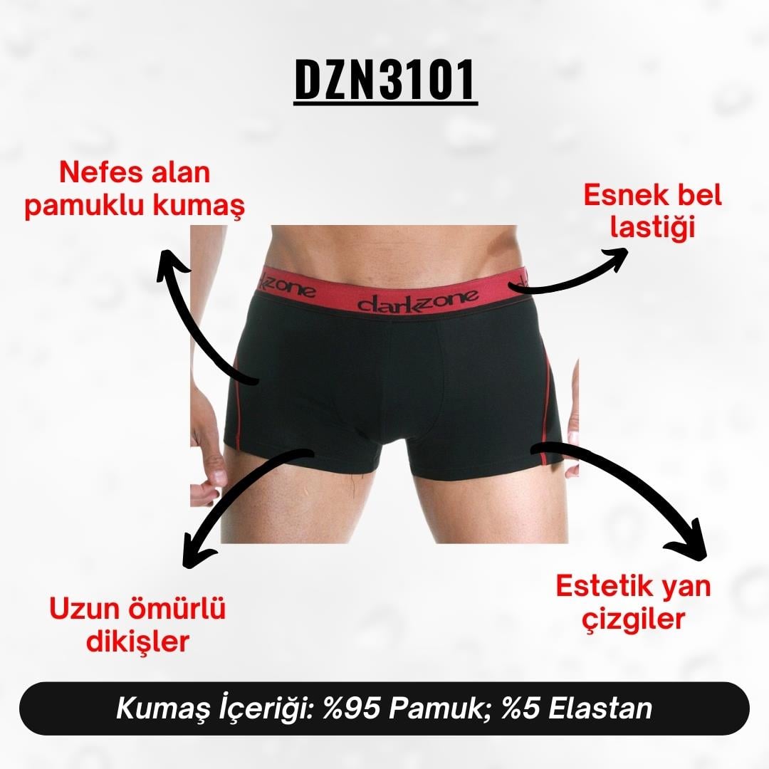 Bordo Çizgili Siyah Erkek Boxer - DZN3101