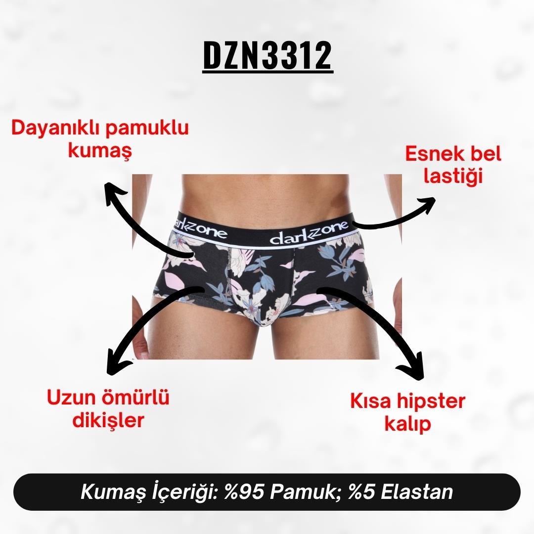 Çiçek Desenli Kısa Erkek Boxer - DZN3312