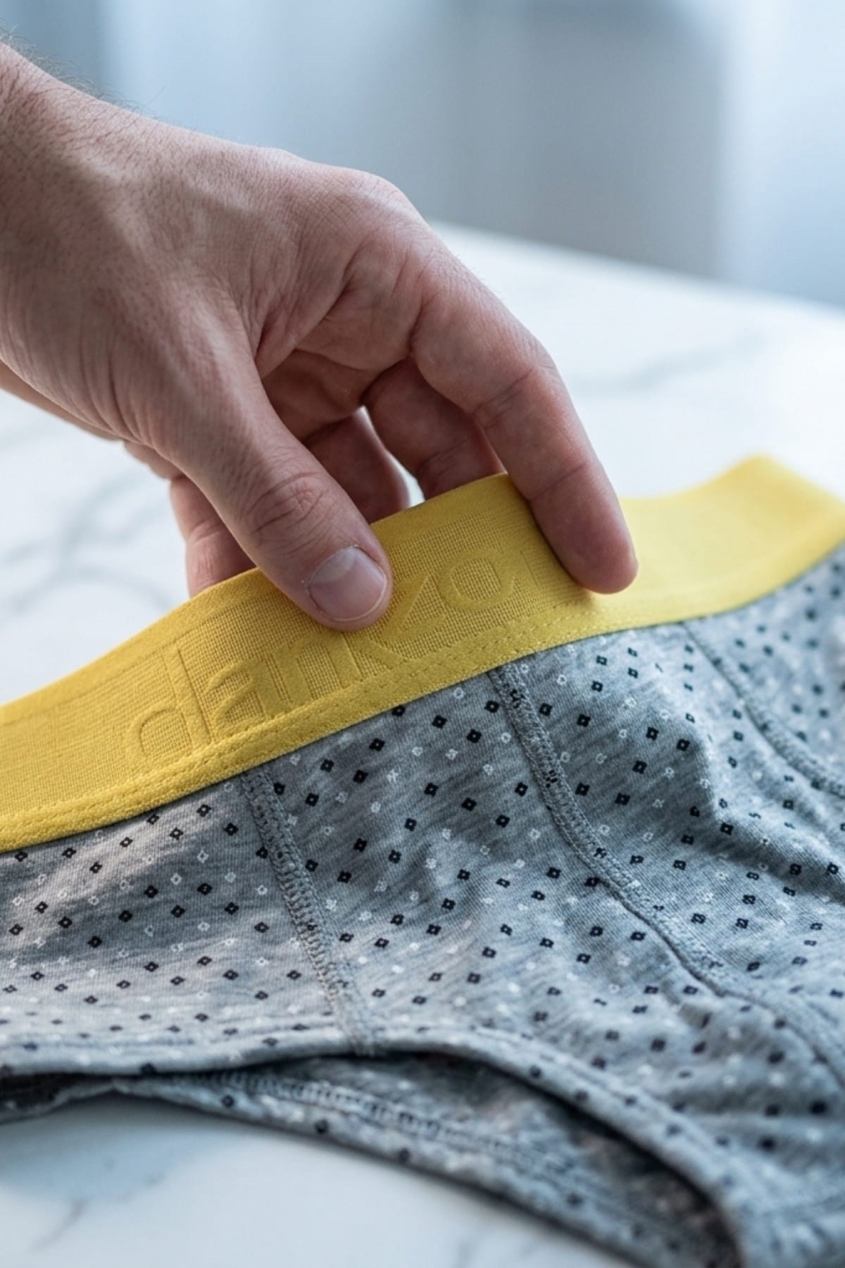 Erkek Kare Desenli Gri Pamuklu Lastikli Slip Külot