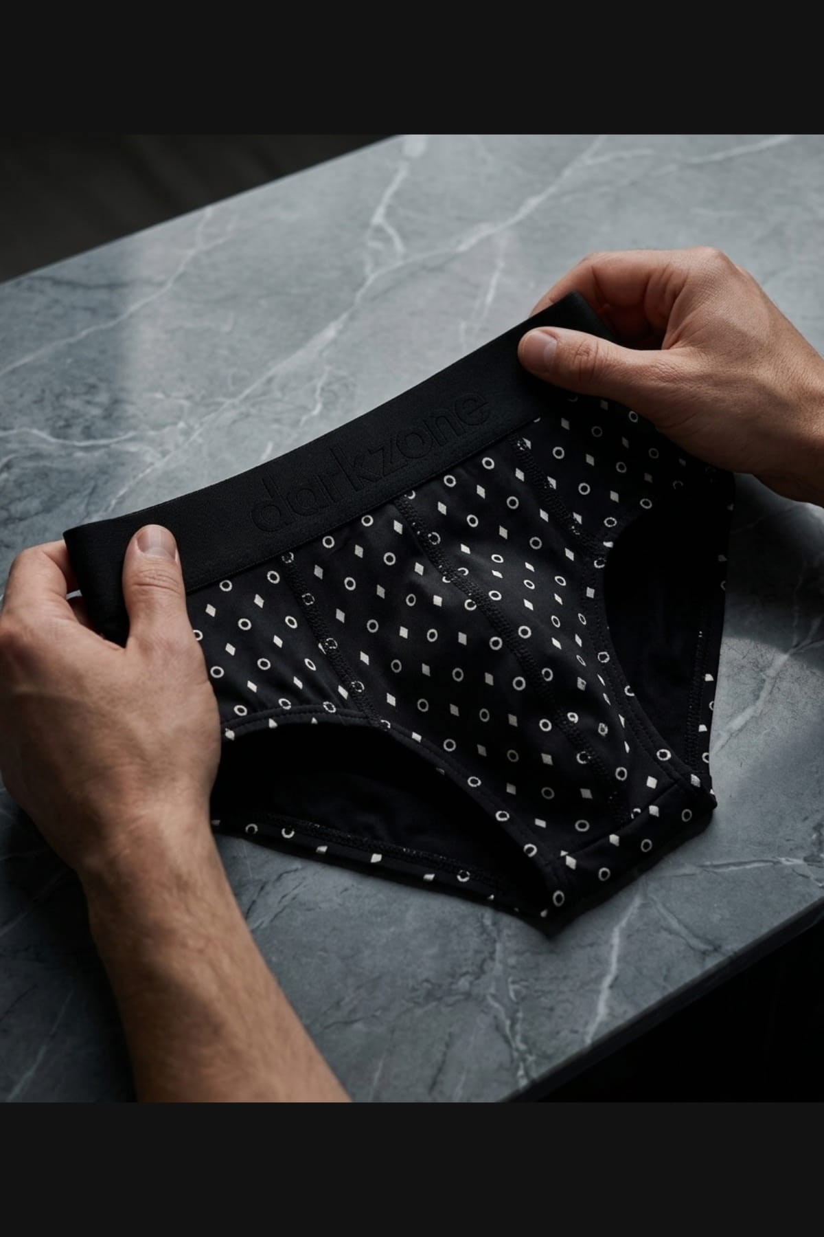 Erkek Geometrik Desenli Siyah Pamuklu Lastikli Slip Külot