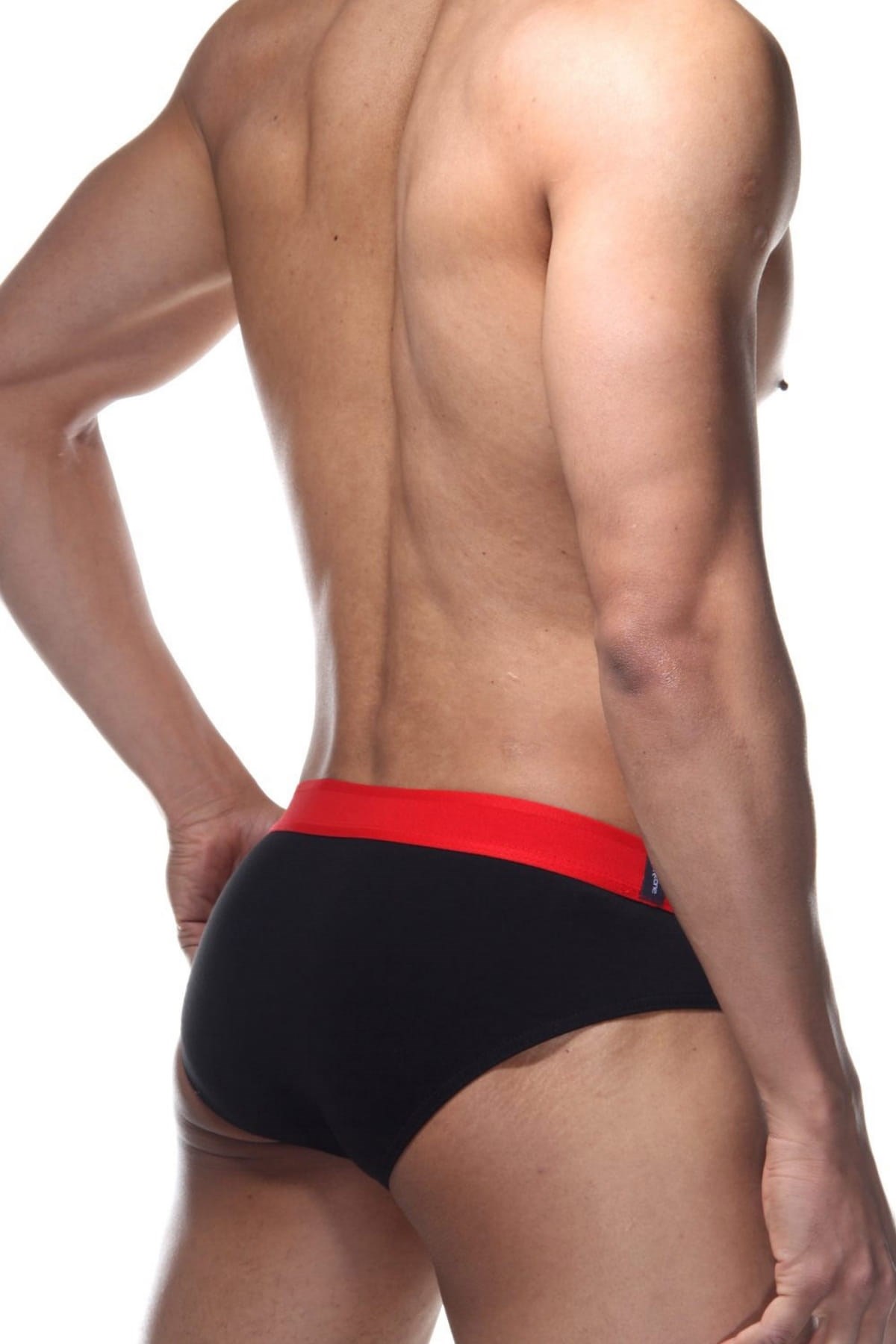 Erkek Kırmızı Lastikli Siyah Pamuklu Lastikli Slip Külot