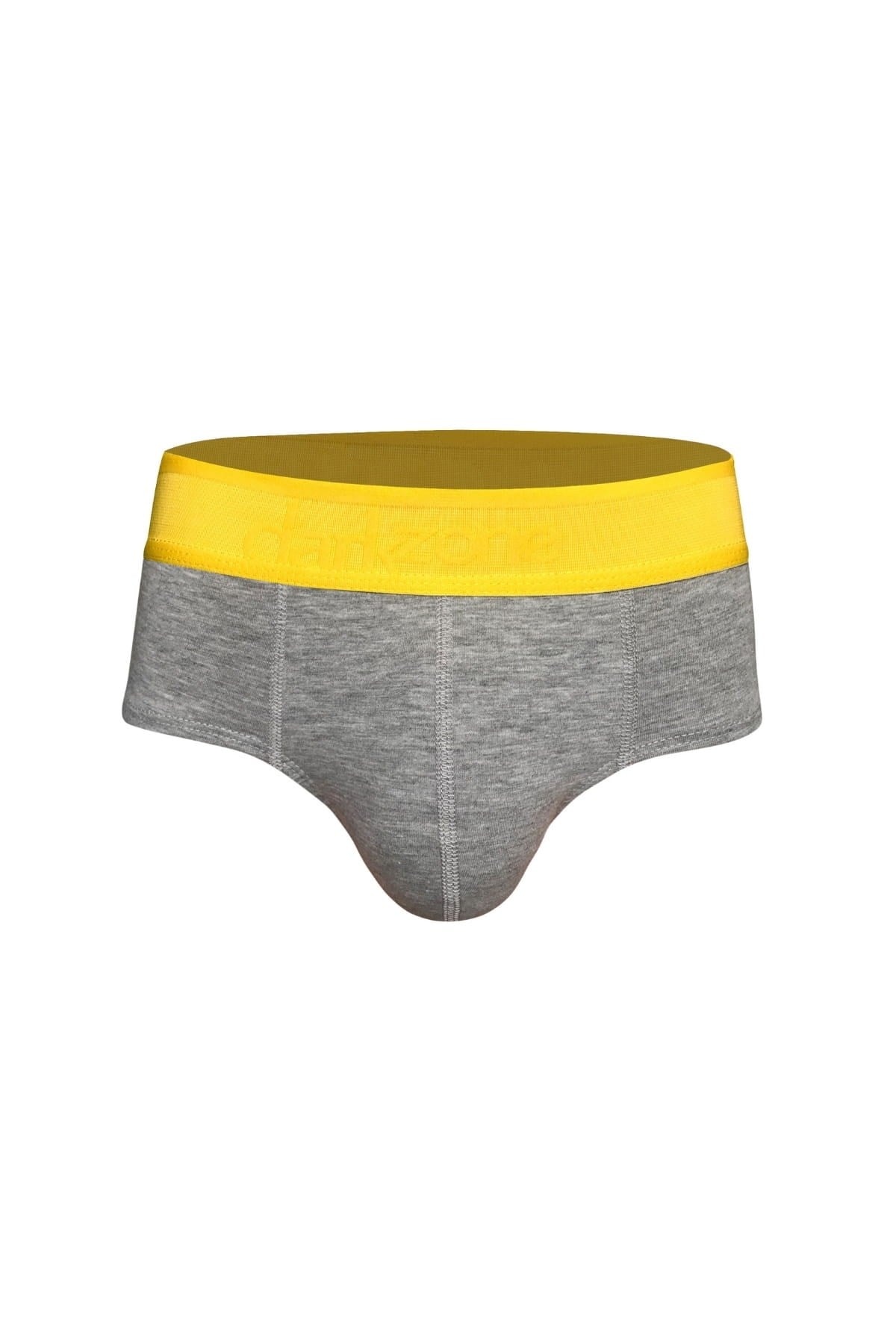 Erkek Sarı Lastikli Gri Pamuklu Lastikli Slip Külot
