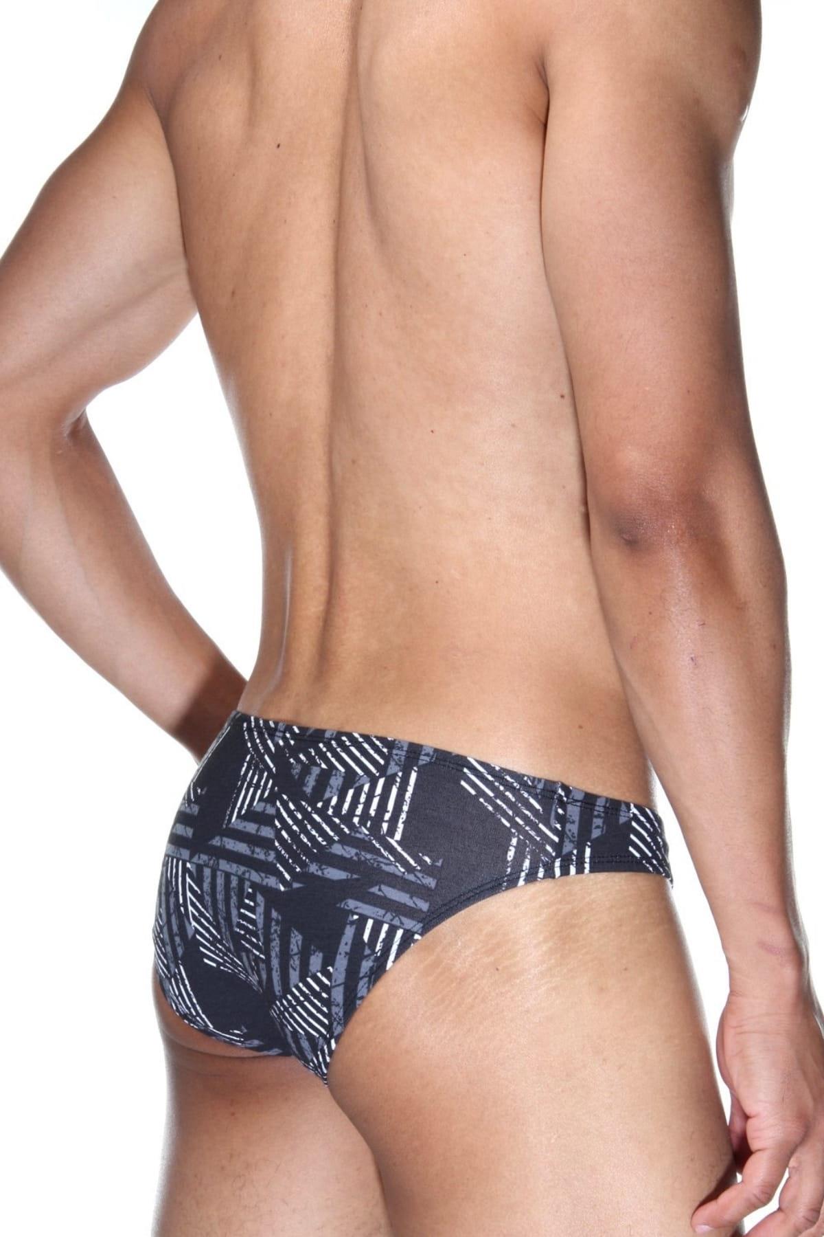 Erkek Üçgen Desenli Siyah Pamuklu Klasik Slip Külot
