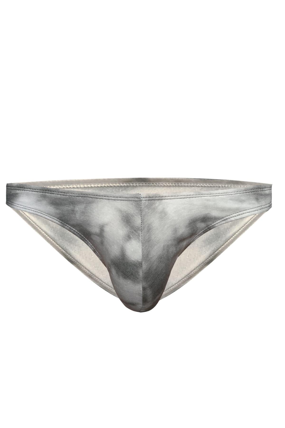 Erkek Batik Desenli Gri Pamuklu Klasik Slip Külot