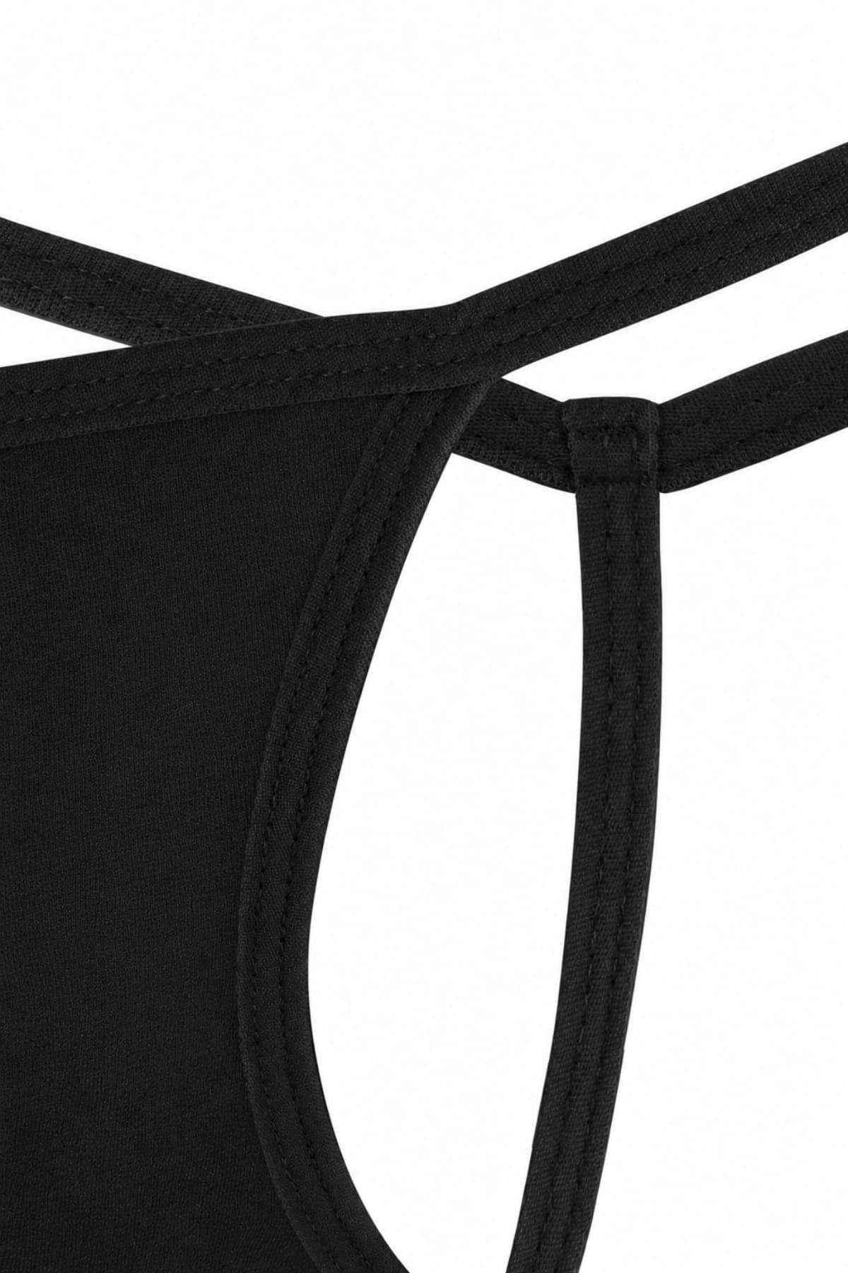Erkek Fantezi Siyah Pamuklu String