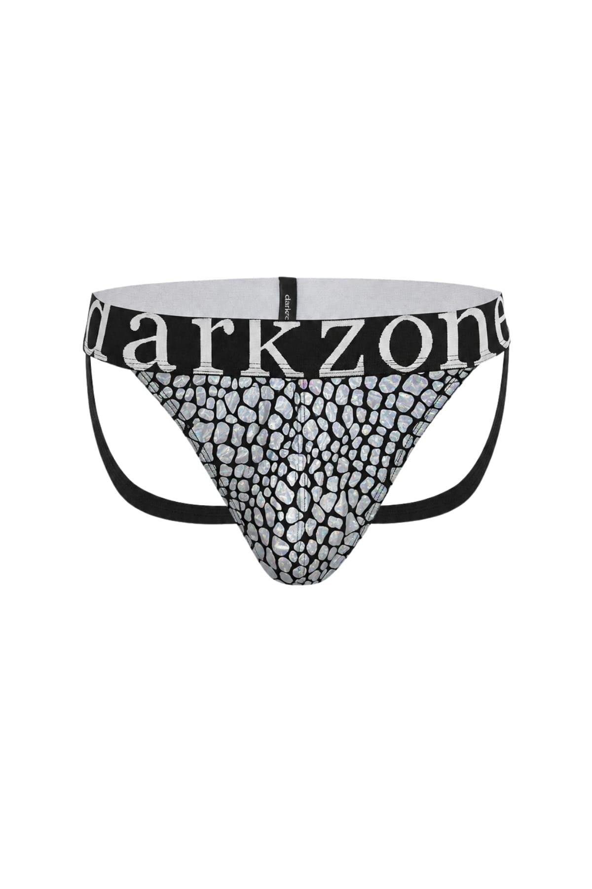 Erkek Fantezi Arkası Açık Silver Mozaik Desenli Deri Jockstrap
