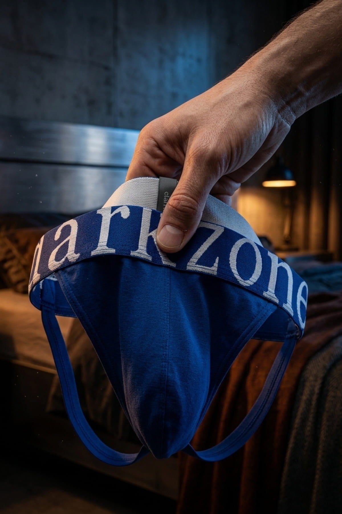 Erkek Fantezi Arkası Açık Saks Mavi Pamuklu Jockstrap