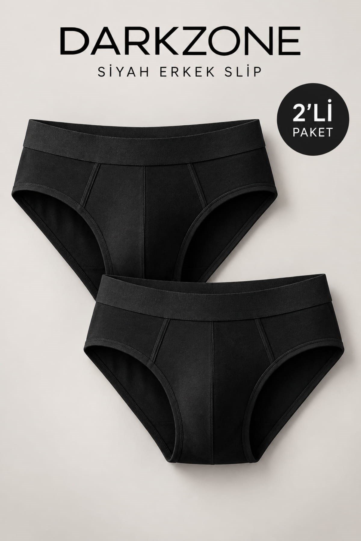 Erkek 2li Lastikli Siyah Slip - DZNDF0001