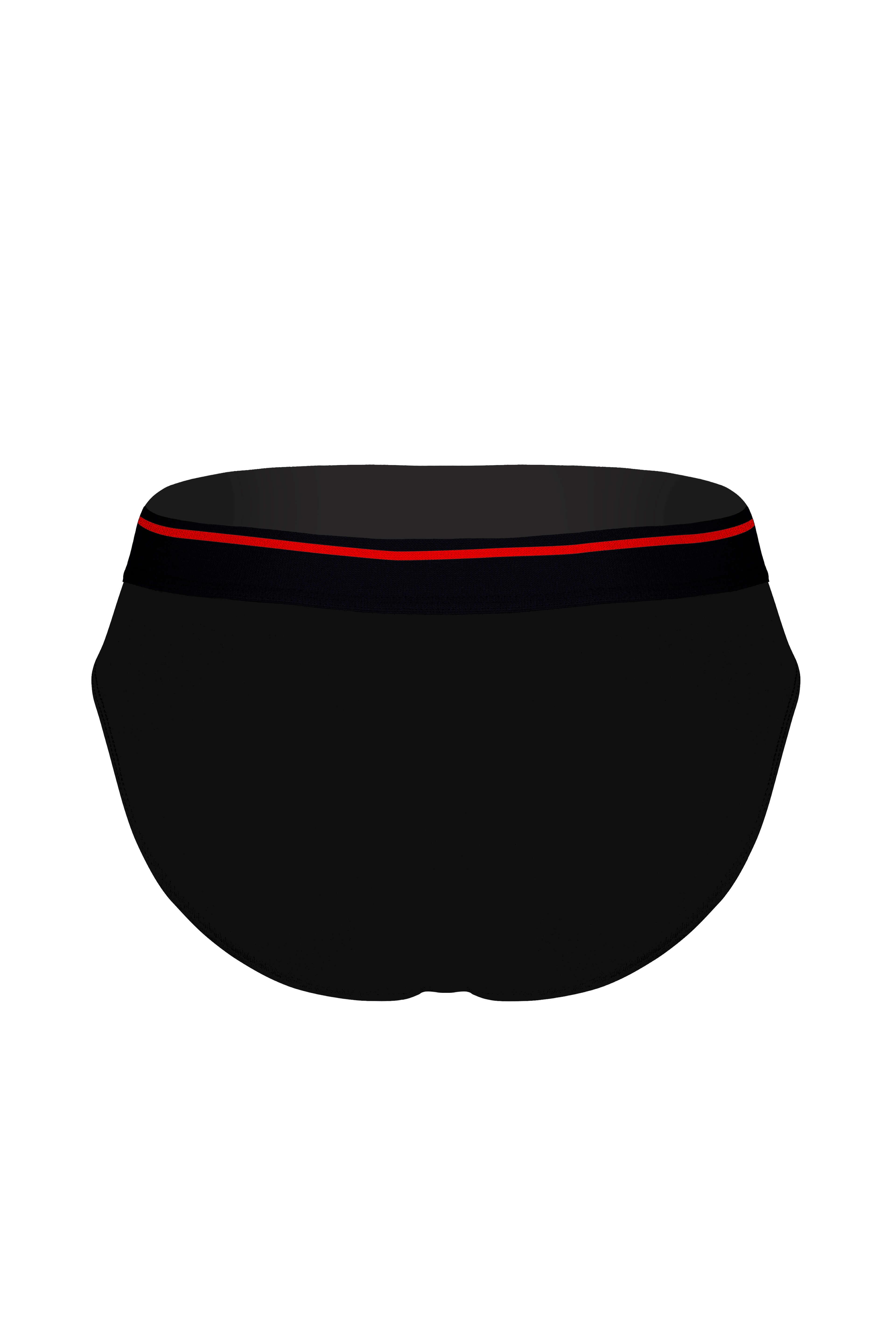 Erkek Kırmızı Çizgili Lastikli Siyah Slip - DZNDF1002