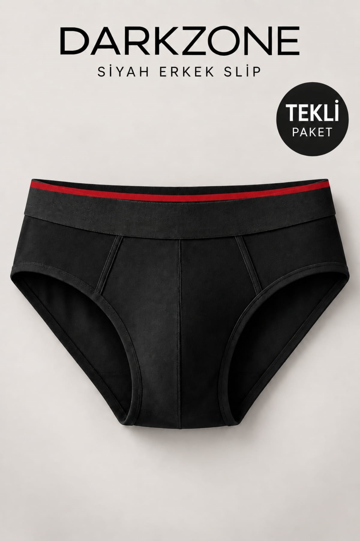 Erkek Kırmızı Çizgili Lastikli Siyah Slip - DZNDF1002
