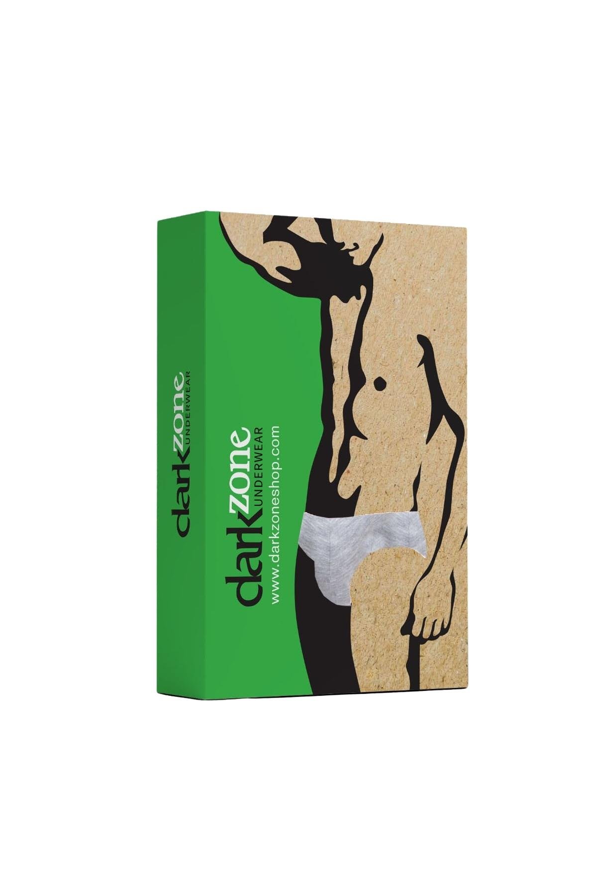 Erkek Kırmızı Çizgili Lastikli Gri Slip - DZNDF1003