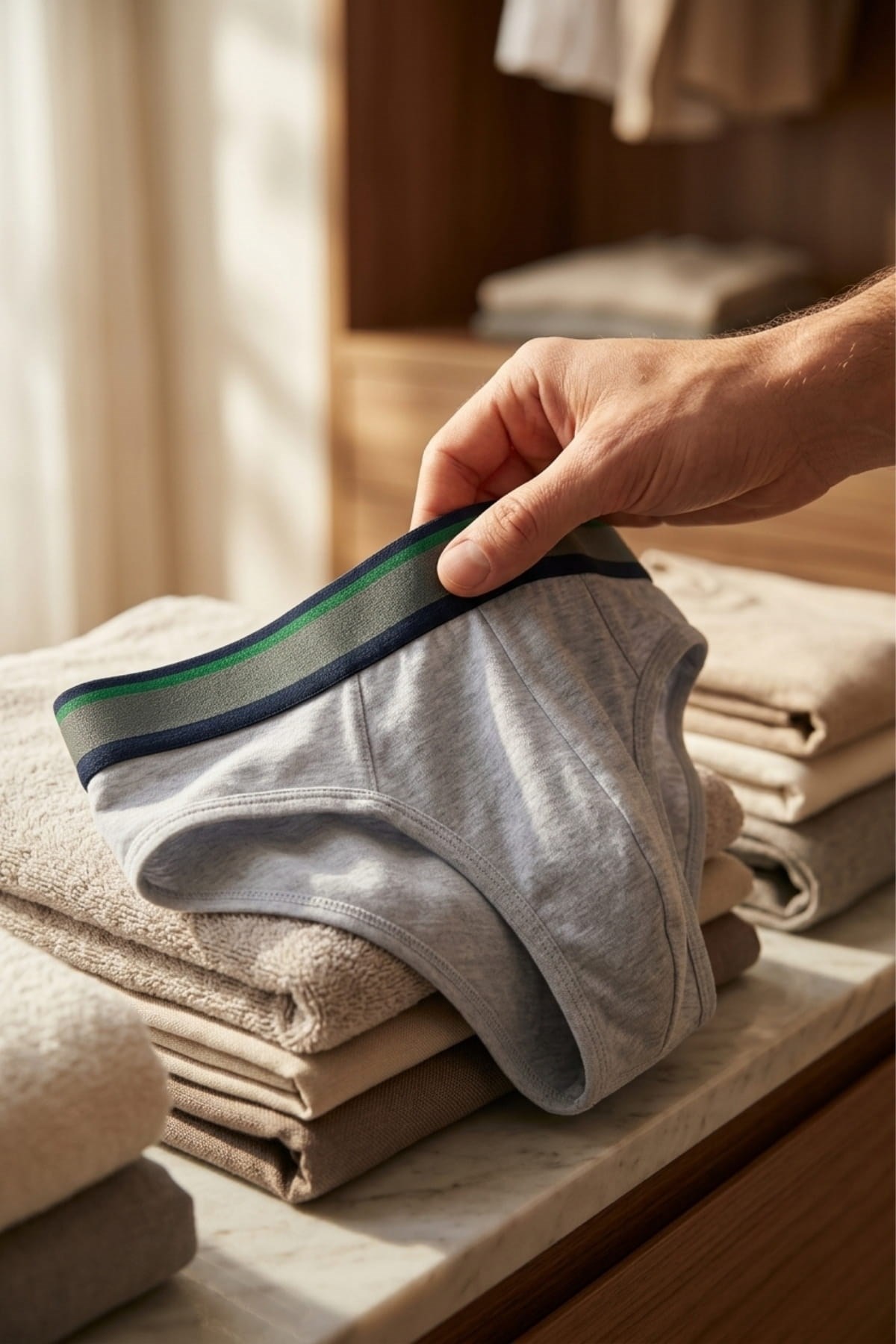 Erkek Lastikli Gri Slip - DZNDF1004