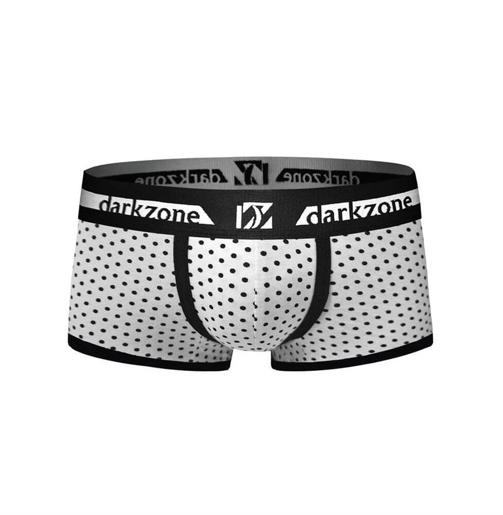 Biyeli Puantiye Desenli Beyaz Erkek Boxer - DZN3212