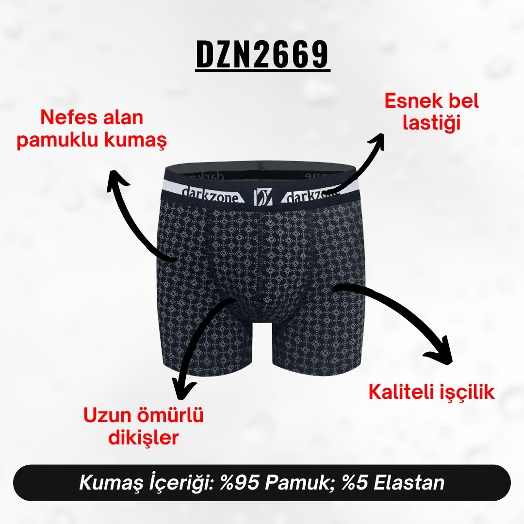 Desenli Lacivert Erkek Boxer - DZN2669