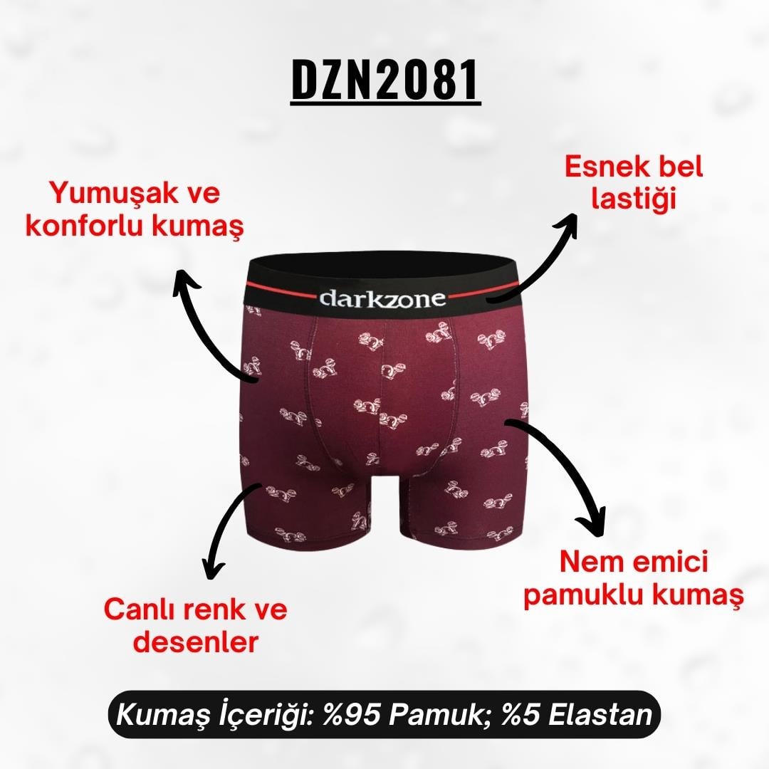 Desenli Pamuklu Erkek Boxer - DZN2081