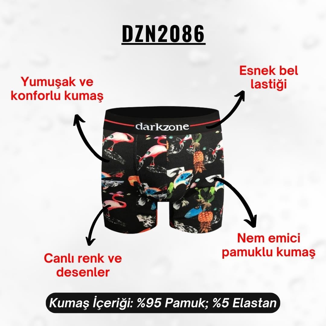 Desenli Pamuklu Erkek Boxer - DZN2086