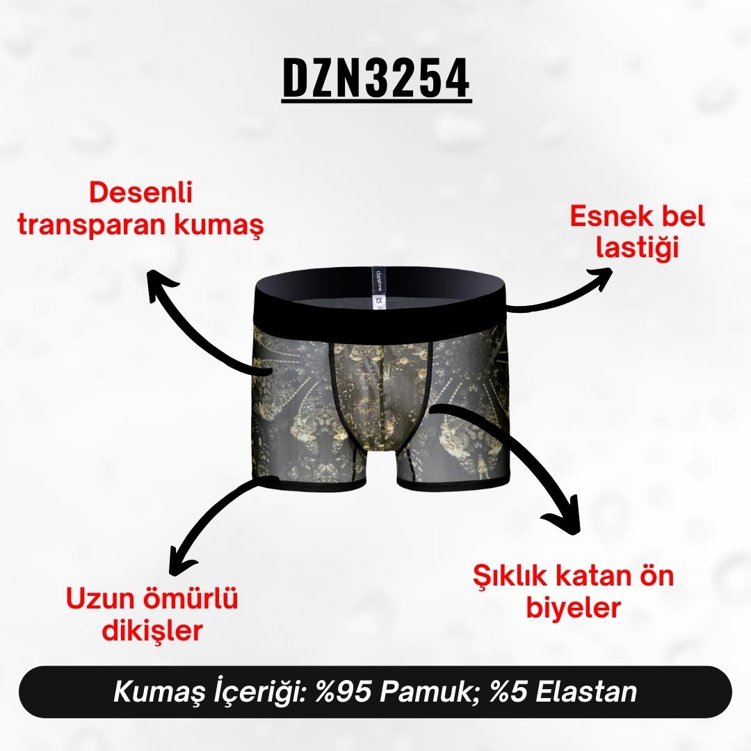 Desenli Transparan Erkek Kısa Boxer - DZN3254