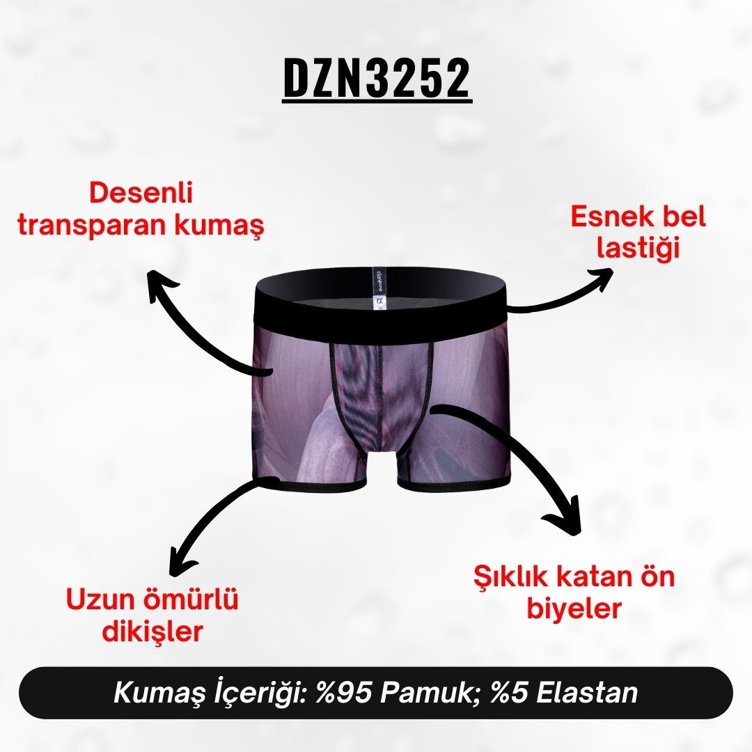 Desenli Transparan Erkek Kısa Boxer - DZN3252