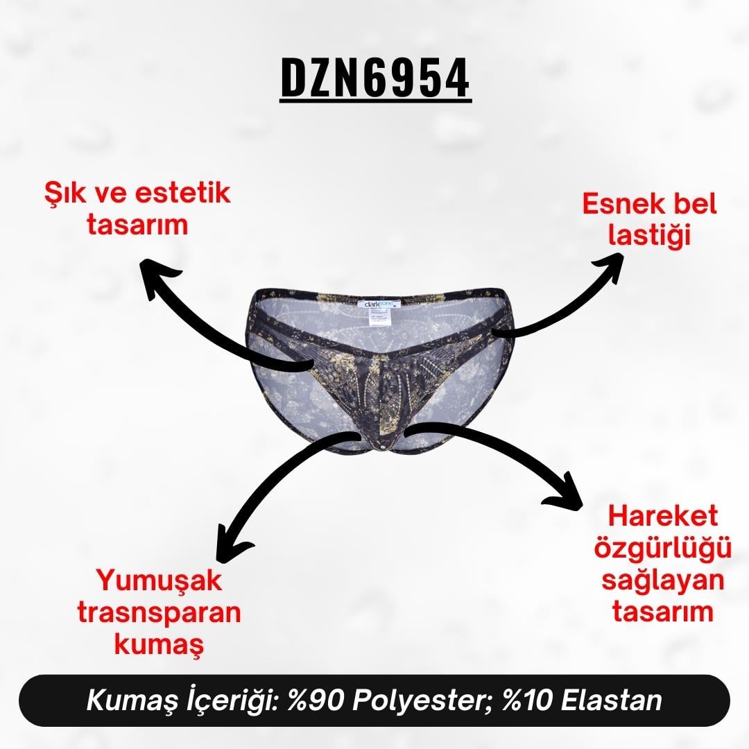 Desenli Transparan Erkek Slip - DZN6954