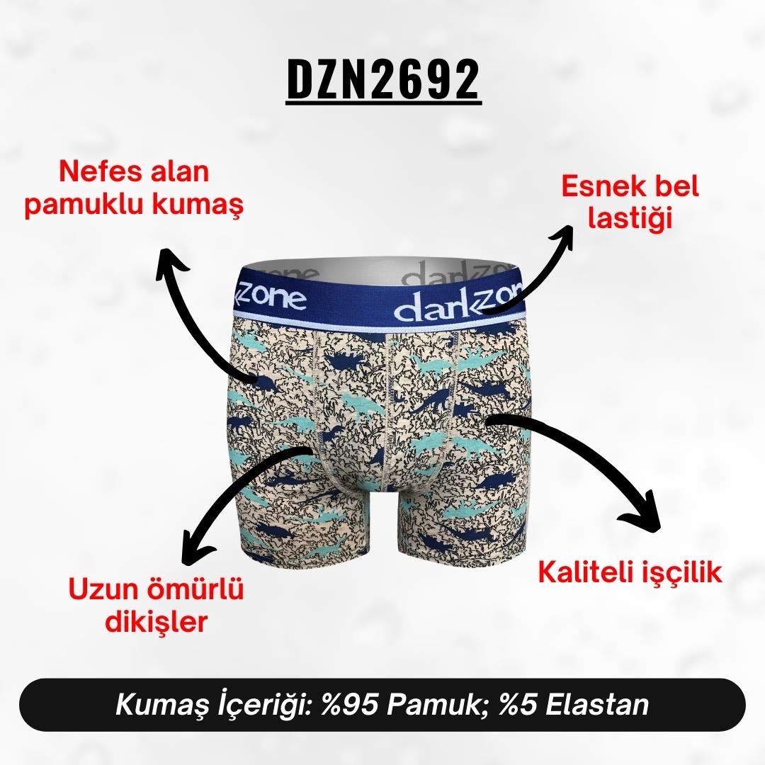 Dinazor Desenli Krem Erkek Boxer - DZN2692