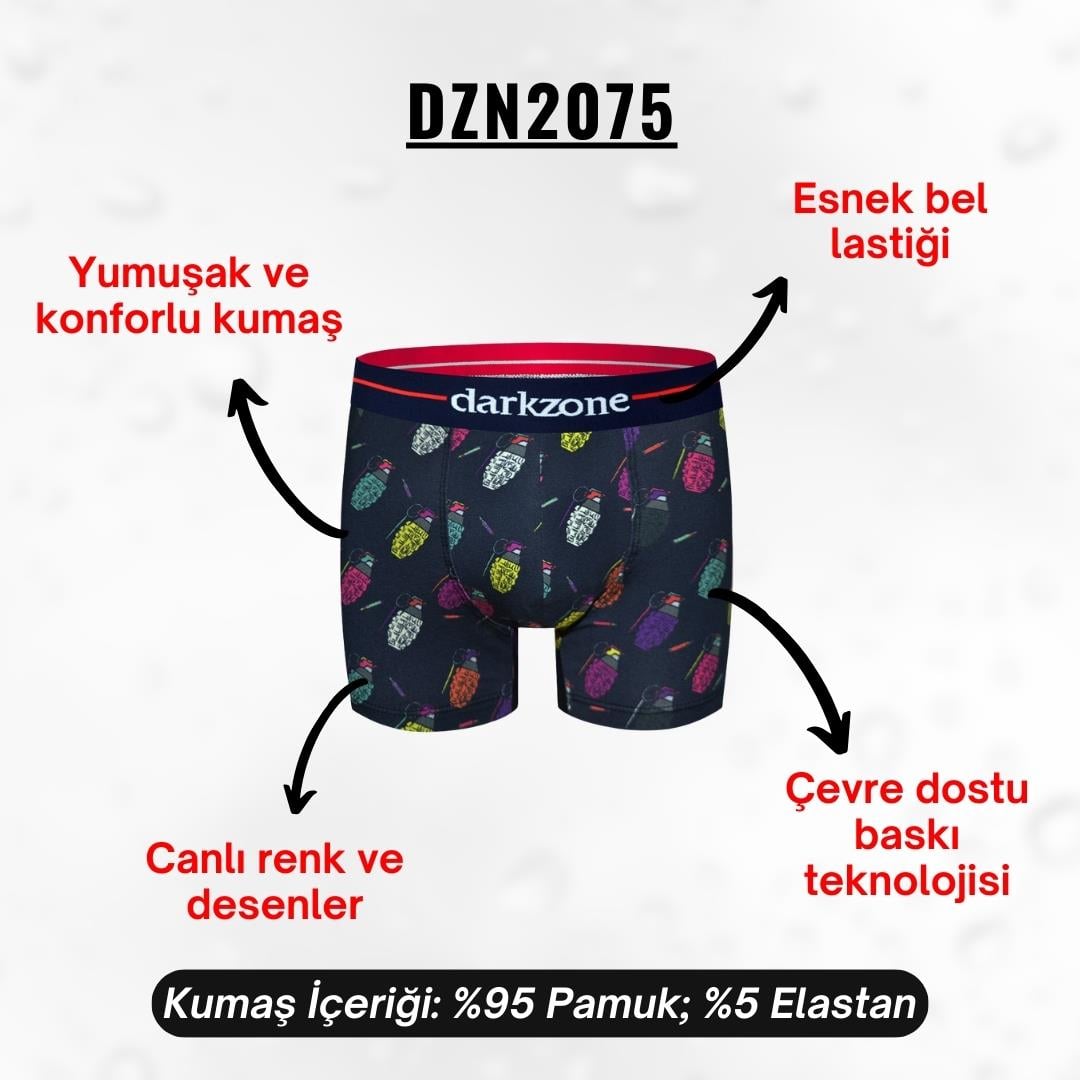 El Bombası Desenli Erkek Boxer (Dijital Baskılı) - DZN2075