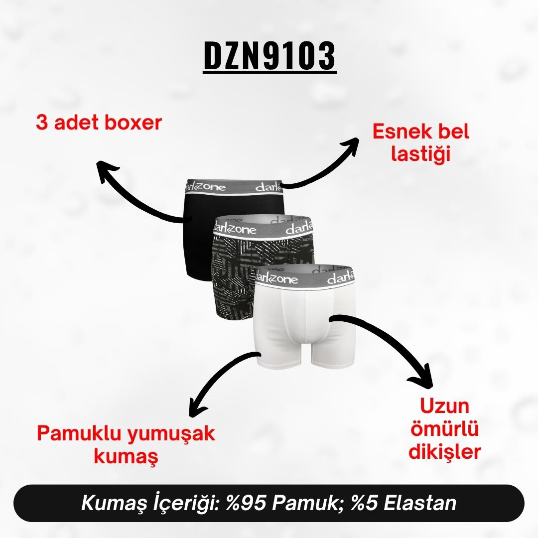 Erkek Boxer Pamuklu 3lü Set - DZN9103