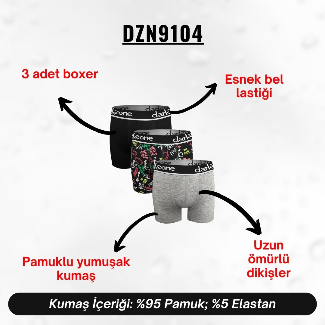 Erkek Boxer Pamuklu 3lü Set - DZN9104