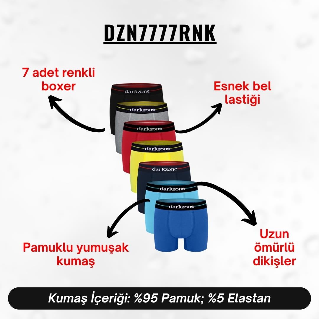 Erkek Boxer Renkli 7li Set - DZN7777RNK