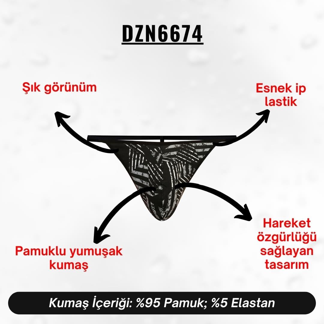 Erkek Desenli Siyah String - DZN6674