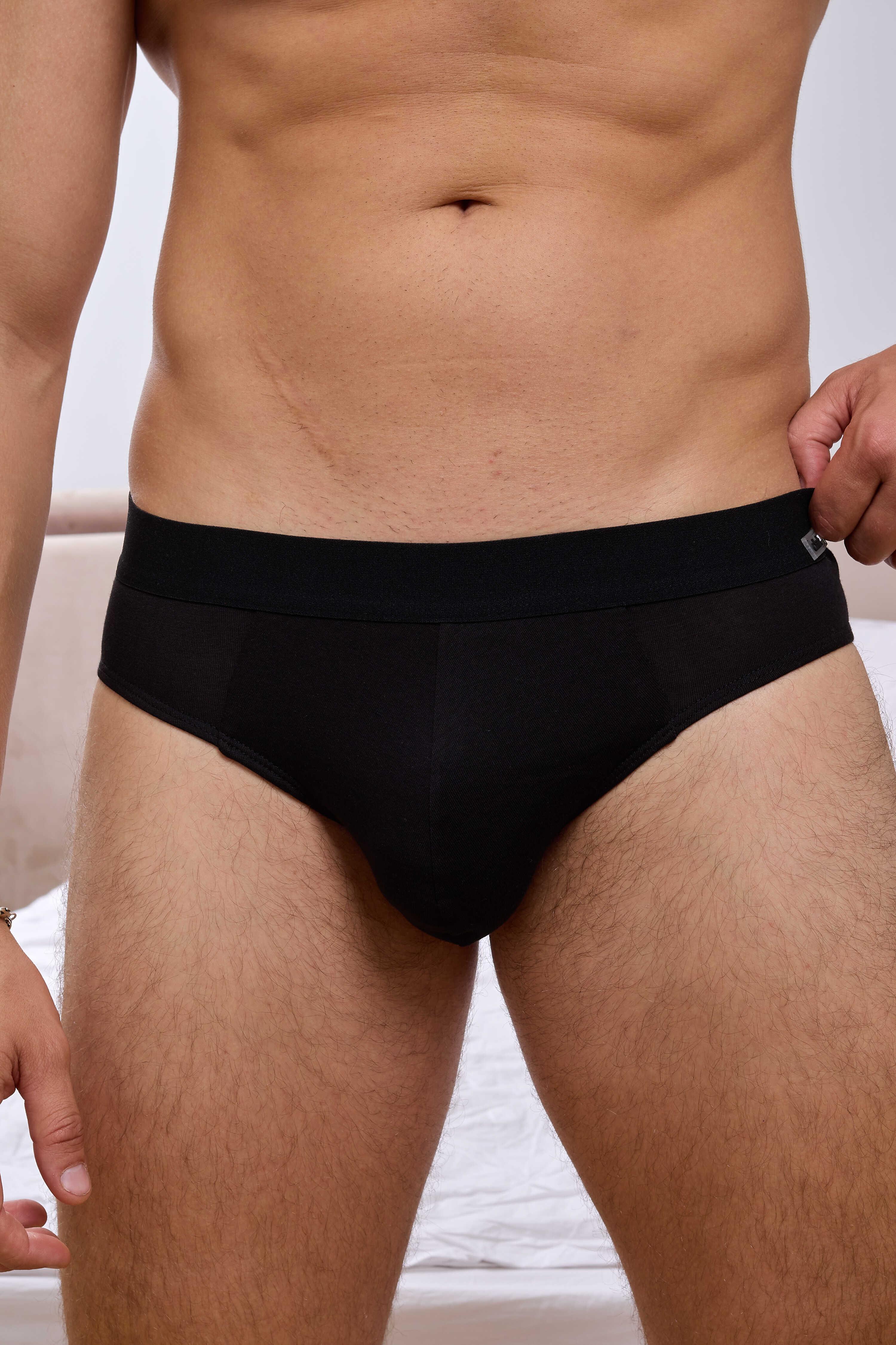 Erkek Lastikli Siyah Bambu Slip - DZNBM6301