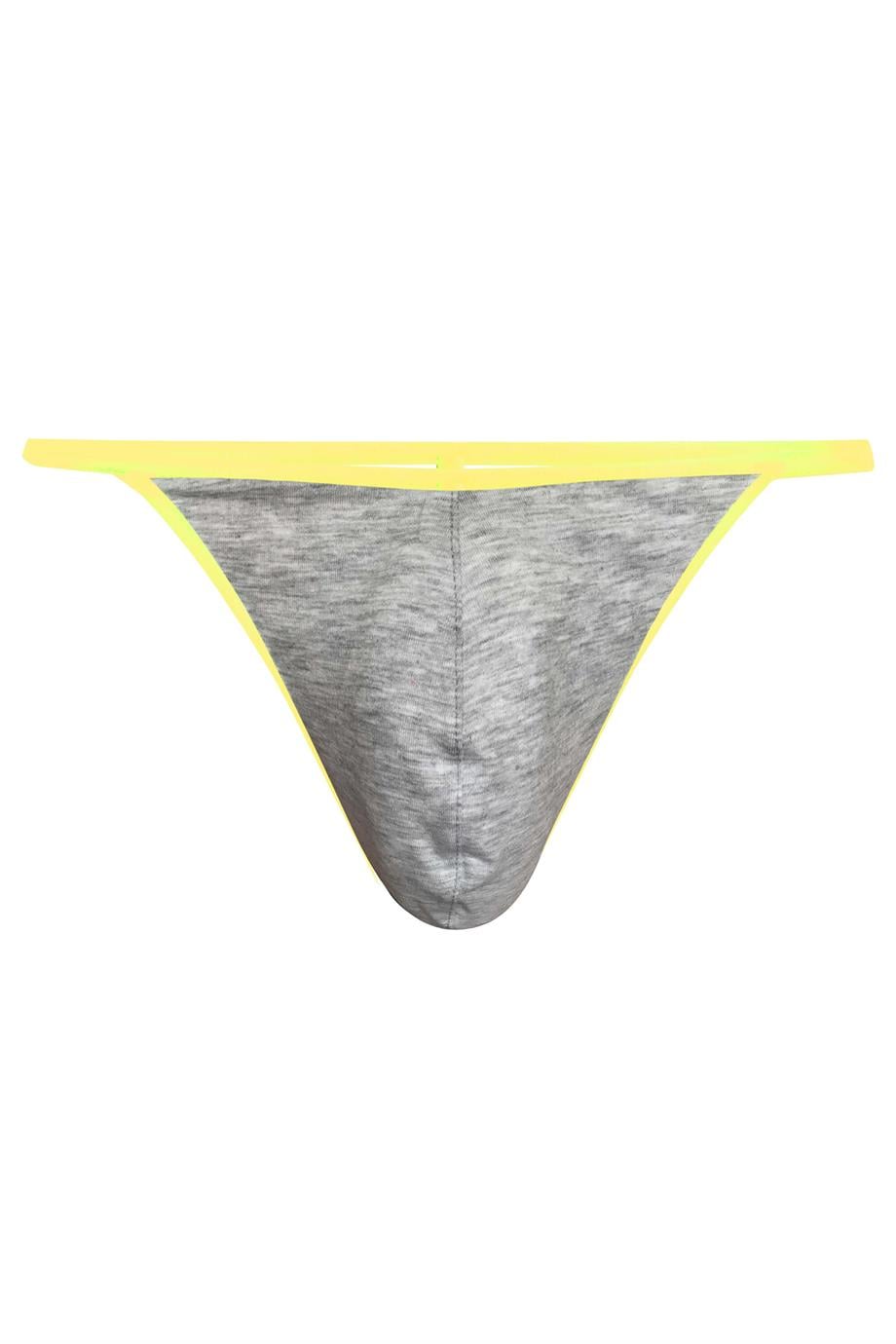 Erkek Neon Lastikli Gri String - DZN6676