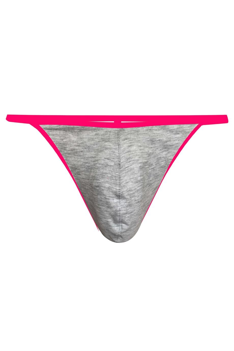 Erkek Neon Lastikli Gri String - DZN6676