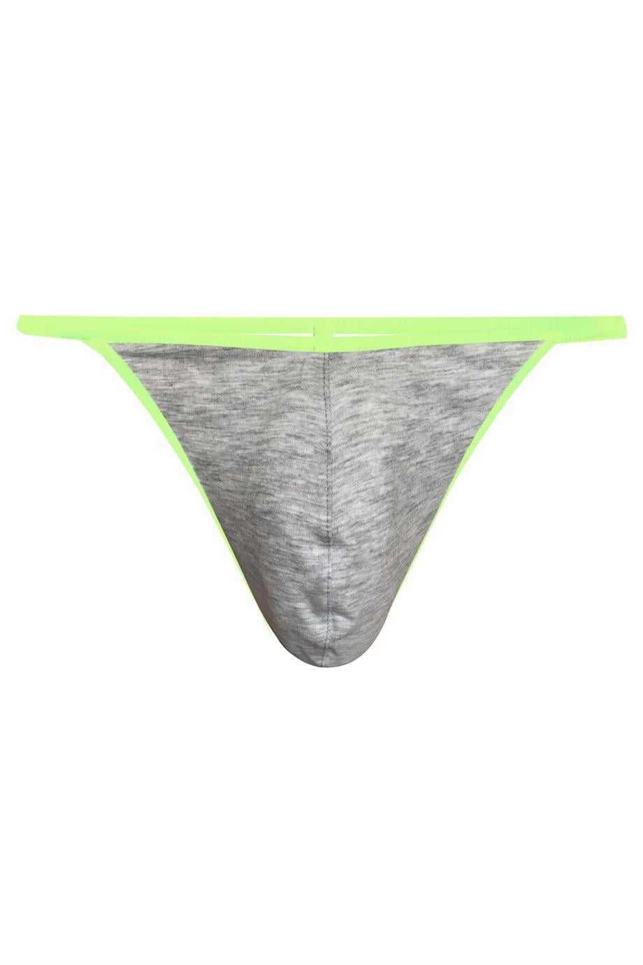 Erkek Neon Lastikli Gri String - DZN6676