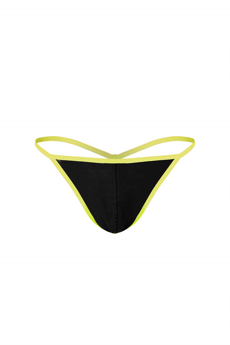 Erkek Neon Lastikli Siyah String - DZN6675