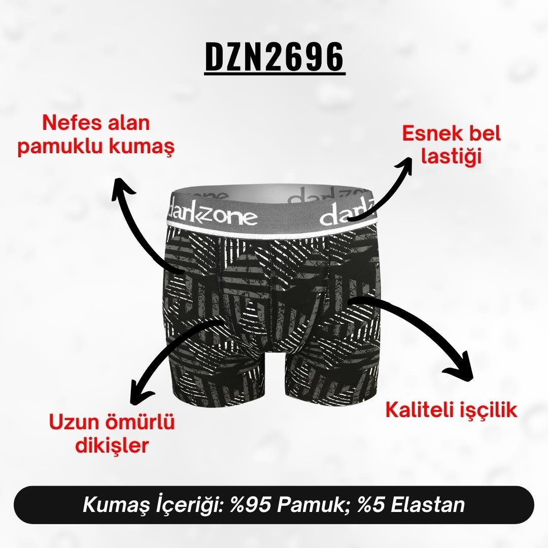 Geometrik Desenli Siyah Erkek Boxer - DZN2696