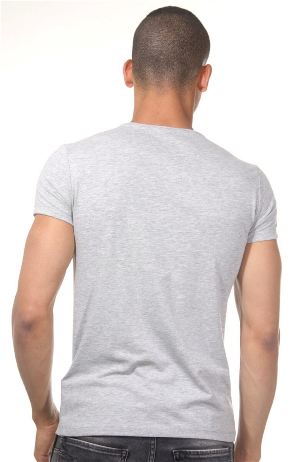 Bisiklet Yaka Gri Erkek T-Shirt - DZN8503