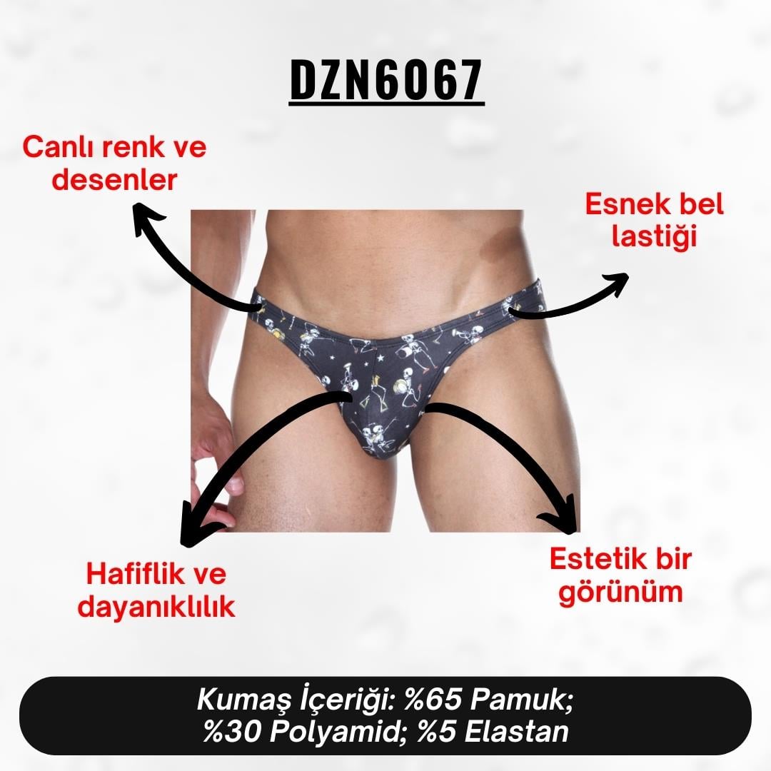 İskelet Desenli Siyah Erkek Slip (Dijital Baskılı) - DZN6067